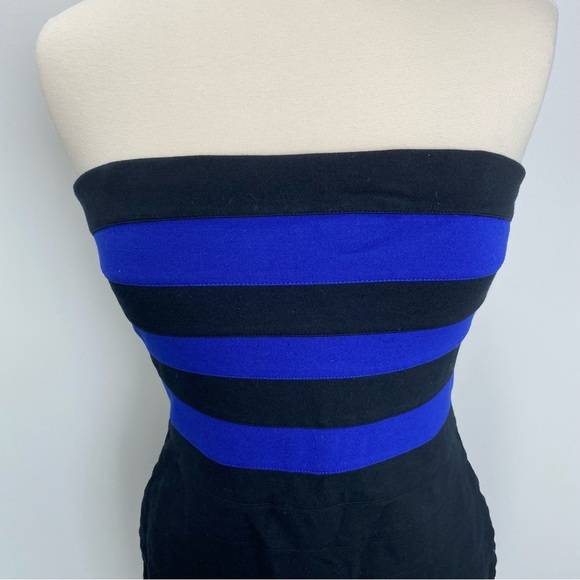 Express Bodycon Strapless Bandage Dress in Black Blue Size Medium - Picture 3 of 7